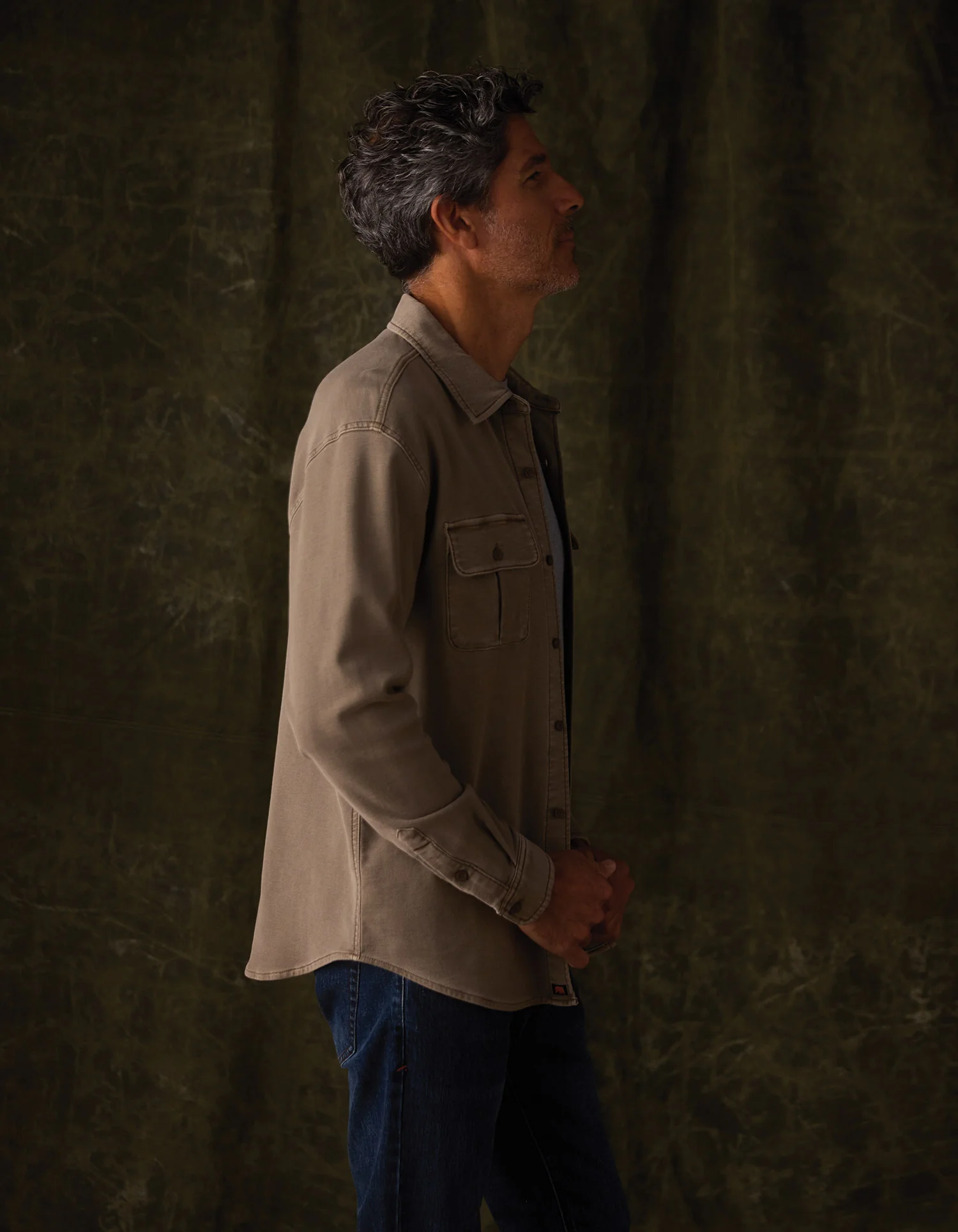 Comfort Terry Shirt Jacket in Taupe - Image 5
