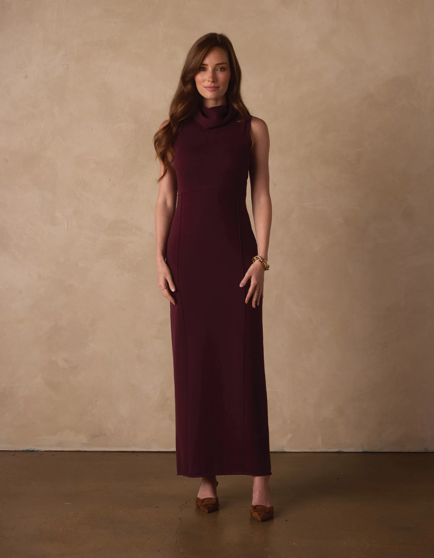Eloise Column Dress in Port Wine - Image 3