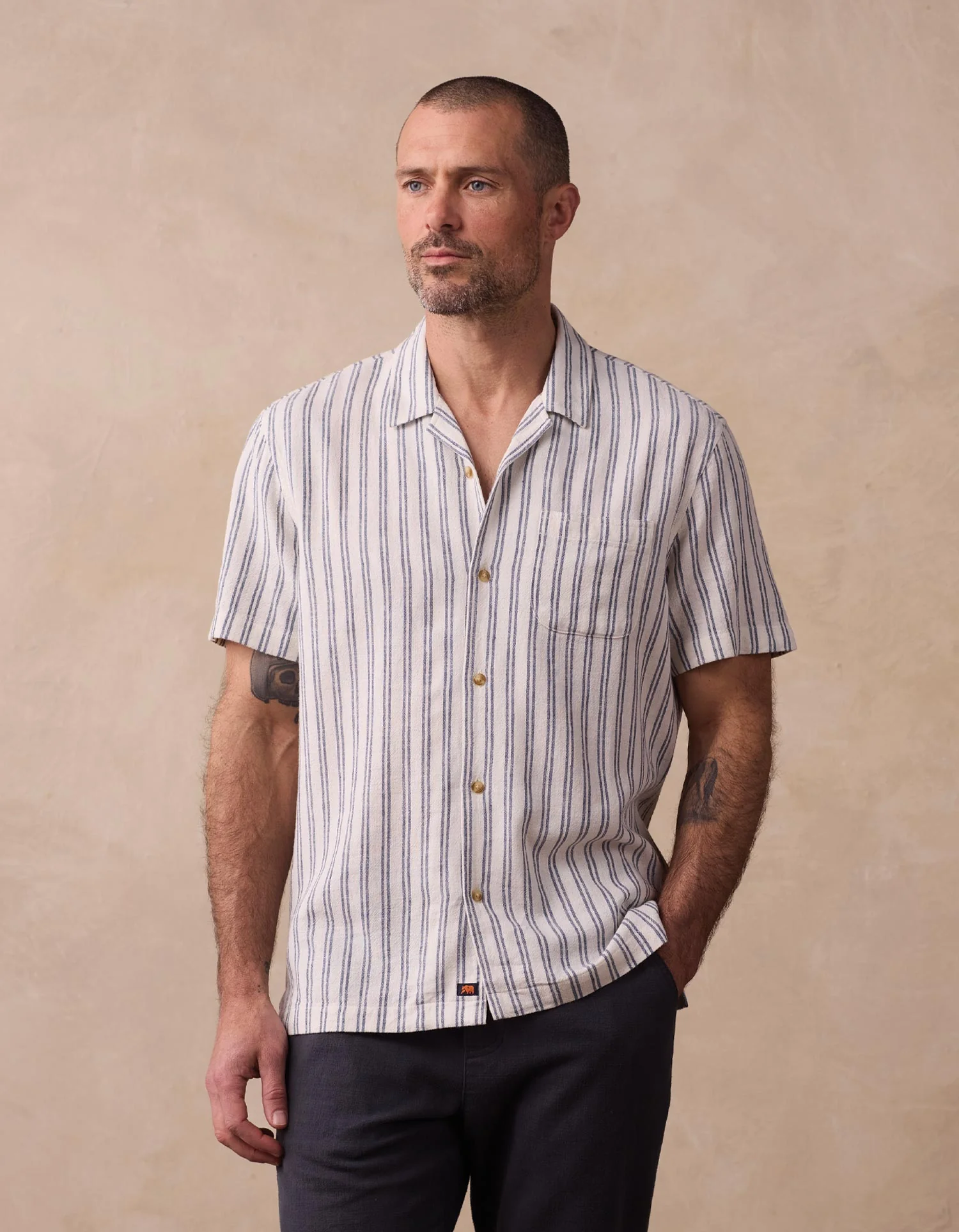 Freshwater Camp Shirt in Vintage Blue Stripe - Image 3