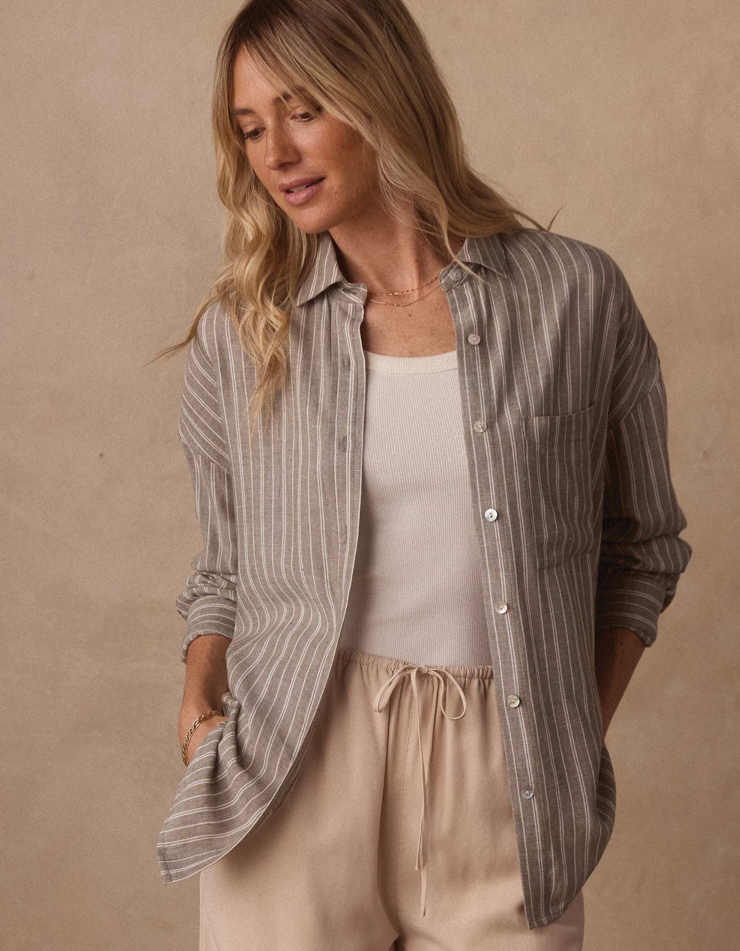 Freshwater Overshirt in Moss Stripe - Image 3