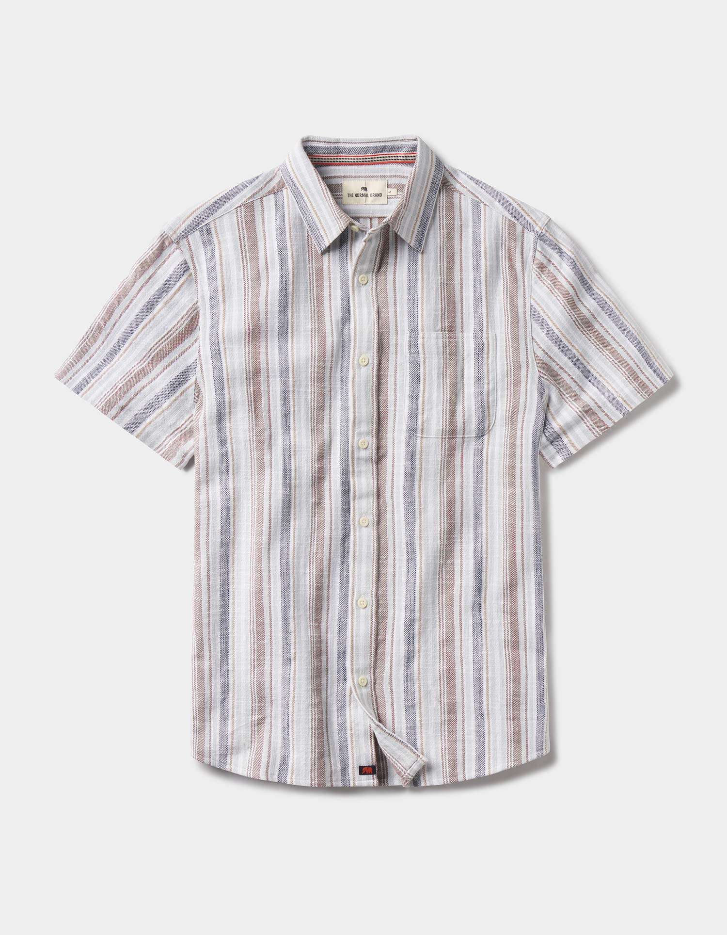 Freshwater Short Sleeve Button Up Shirt in Misty Harbor Stripe - Image 3