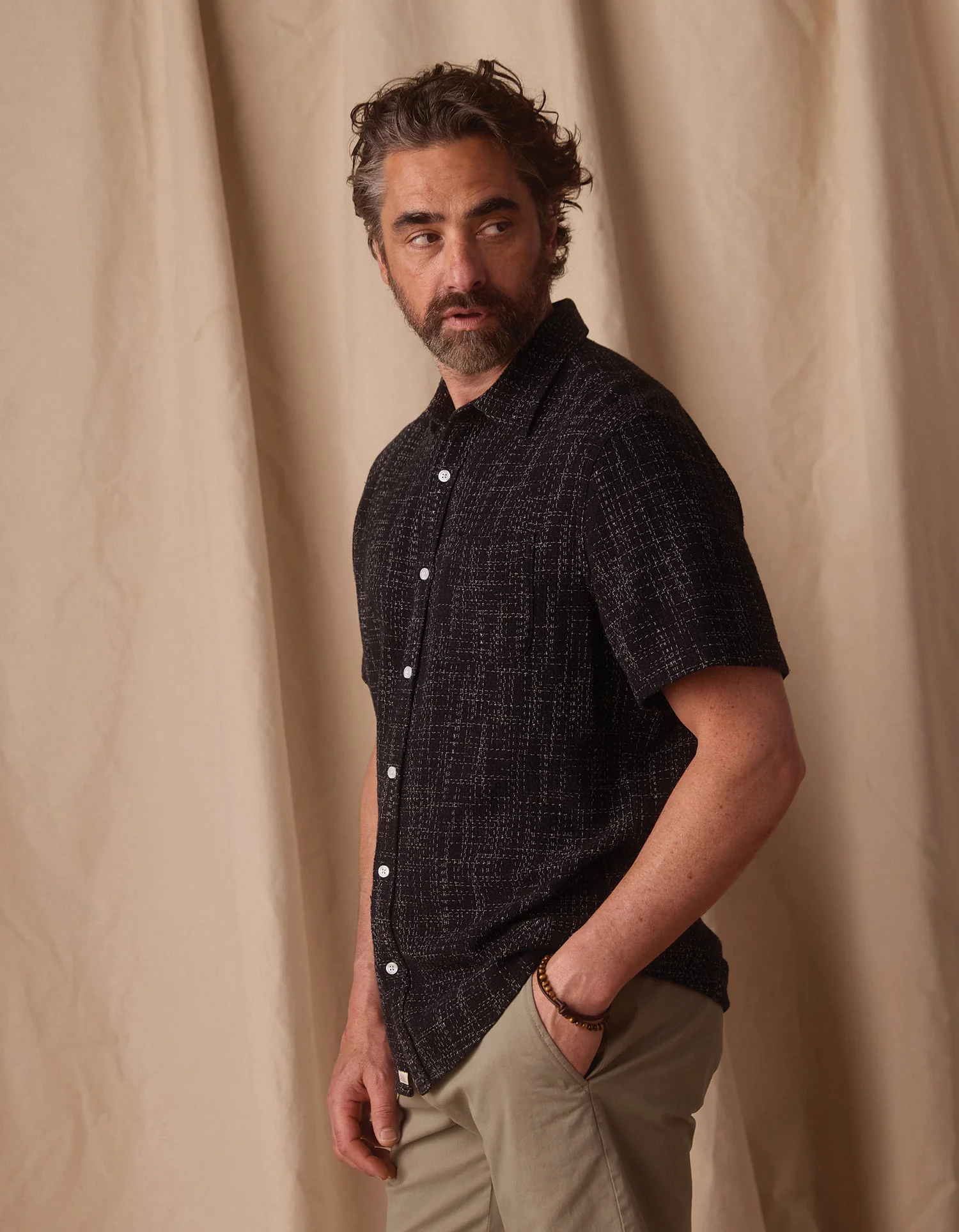 Freshwater Short Sleeve Button Up Shirt in Ocean Black - Image 6