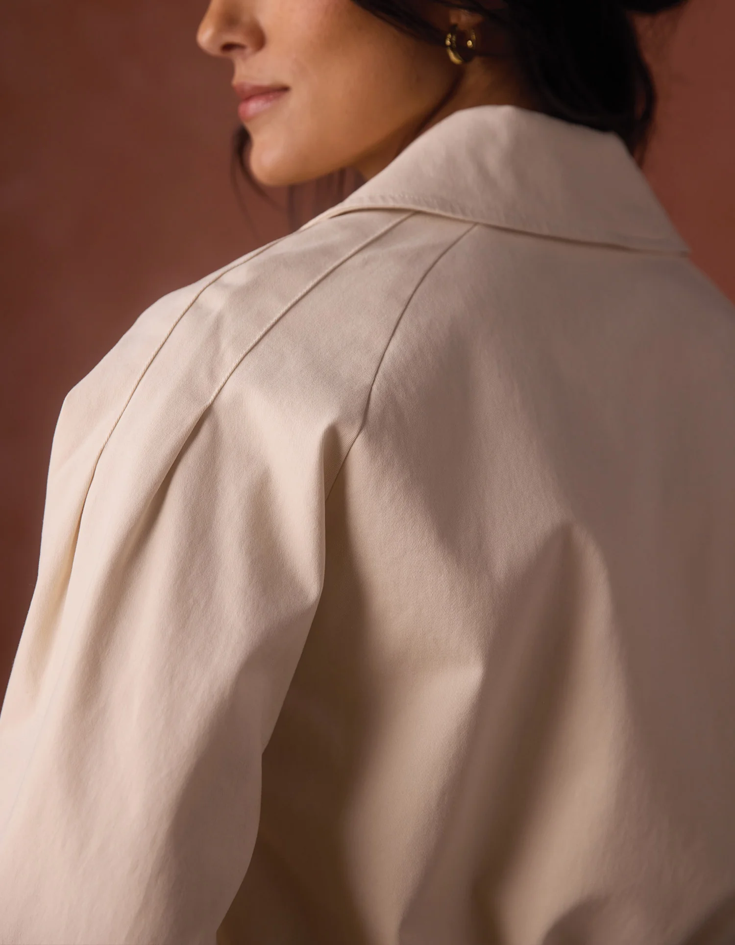 Gia Lapel Cropped Jacket in Chalk - Image 5