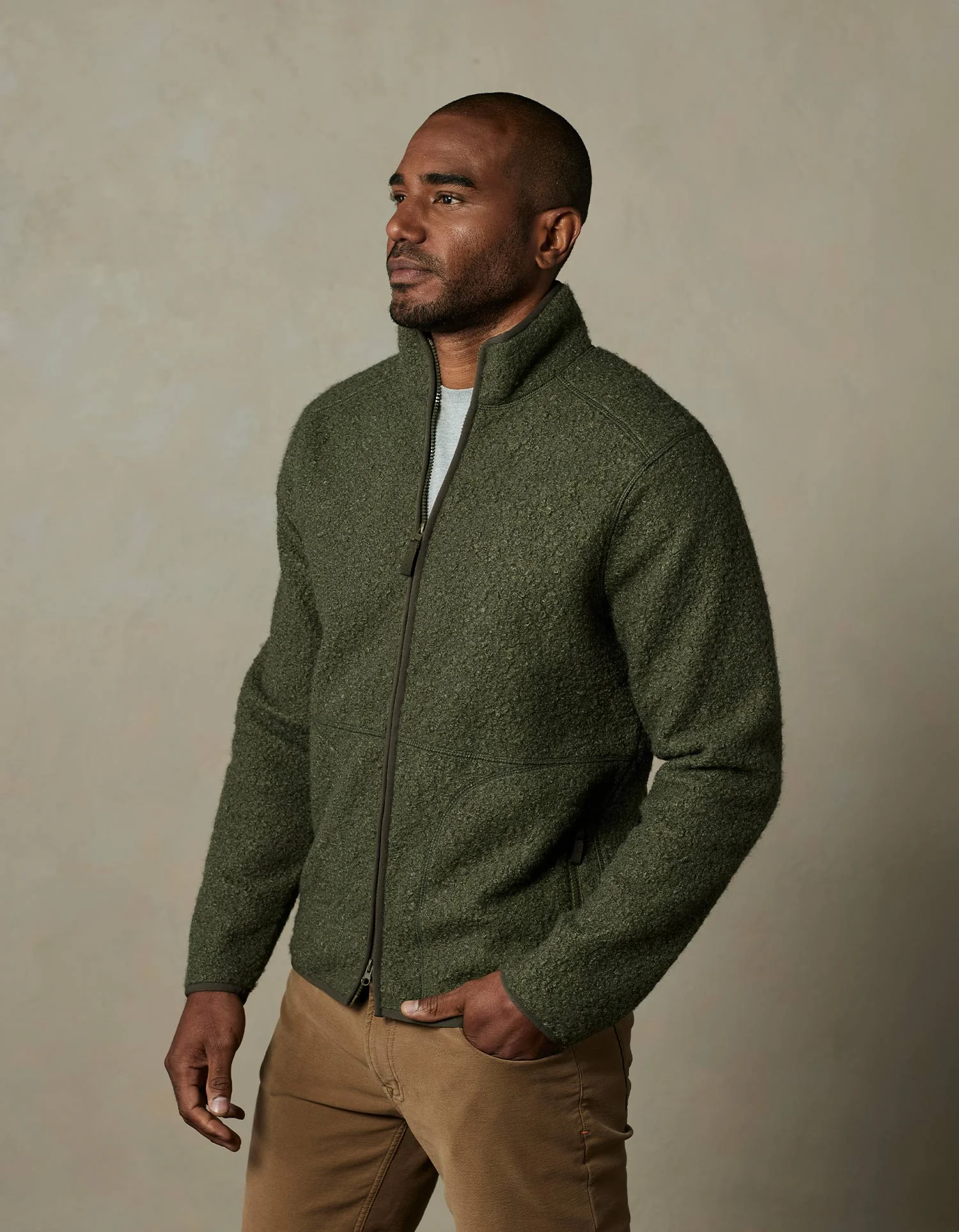 Highland Fleece Full Zip in Dusty Olive - Image 3