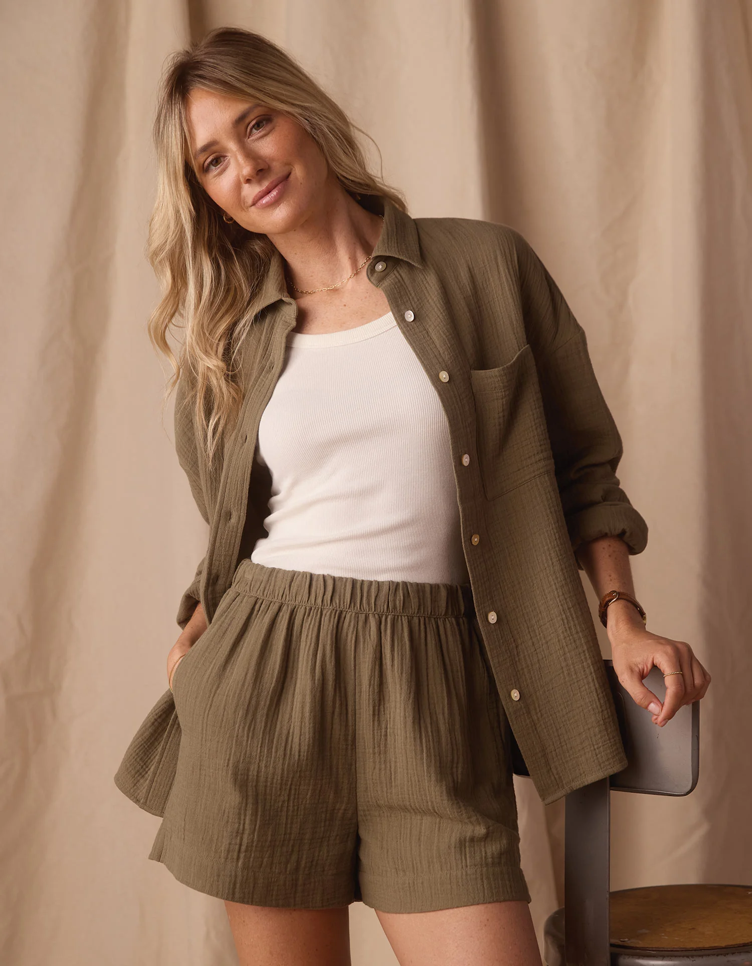 Kalo Weekender Overshirt in Deep Sage - Image 3