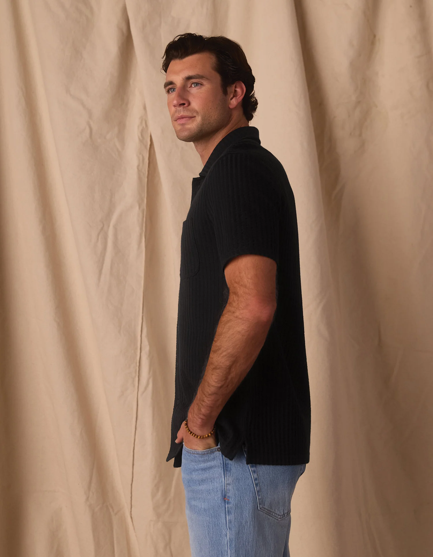 Knit Getaway Button Up in Black - Image 4