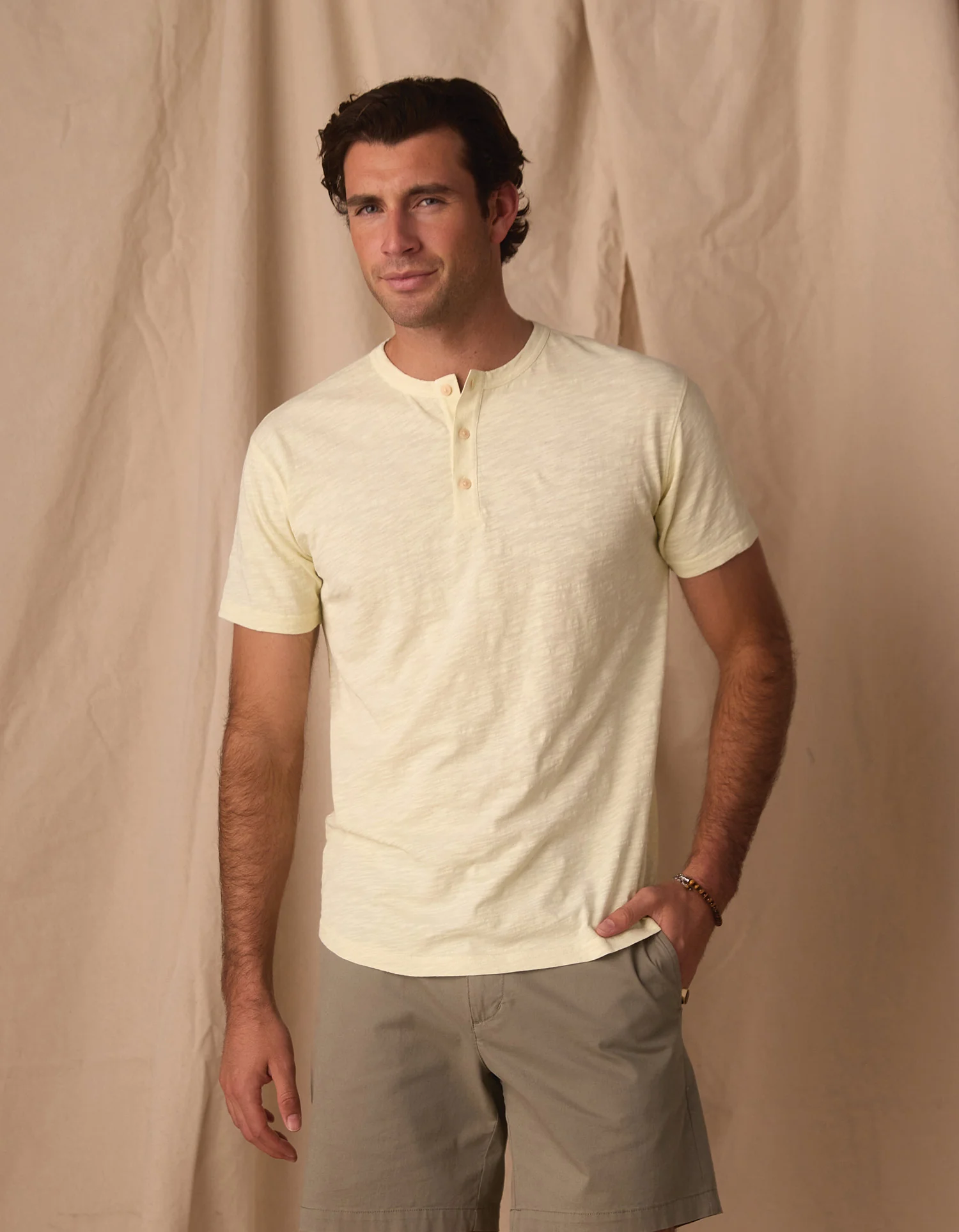 Vintage Slub Henley in Pear Sorbet - Image 5