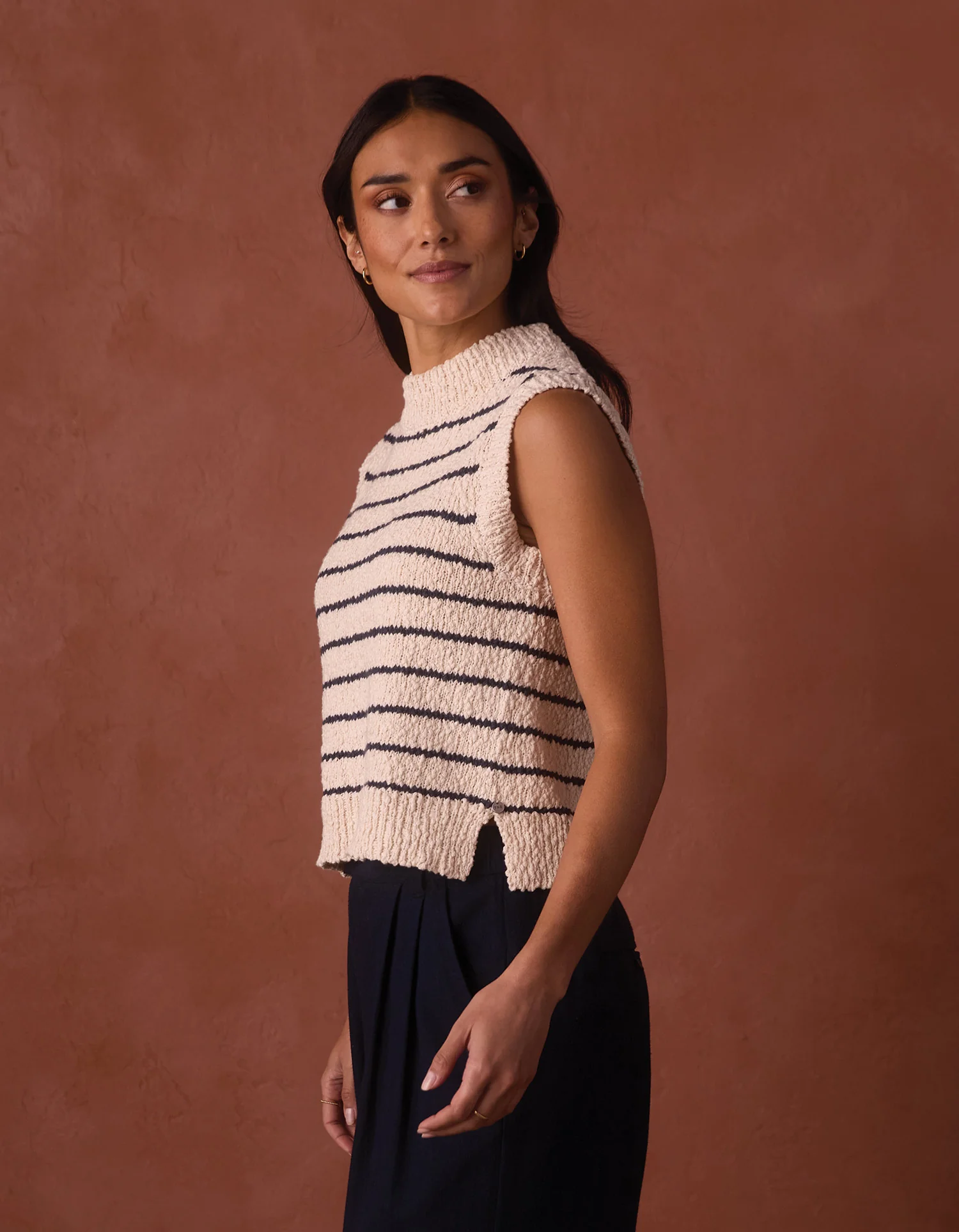 Louise Knit Tank in Cream/Navy Stripe - Image 5