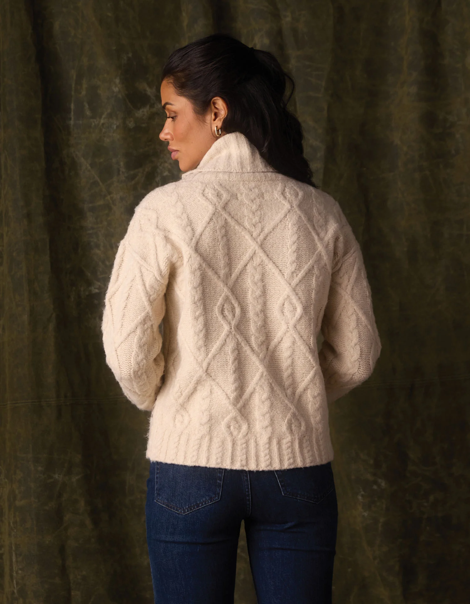 Marianna Cable Knit Sweater in Cream - Image 5