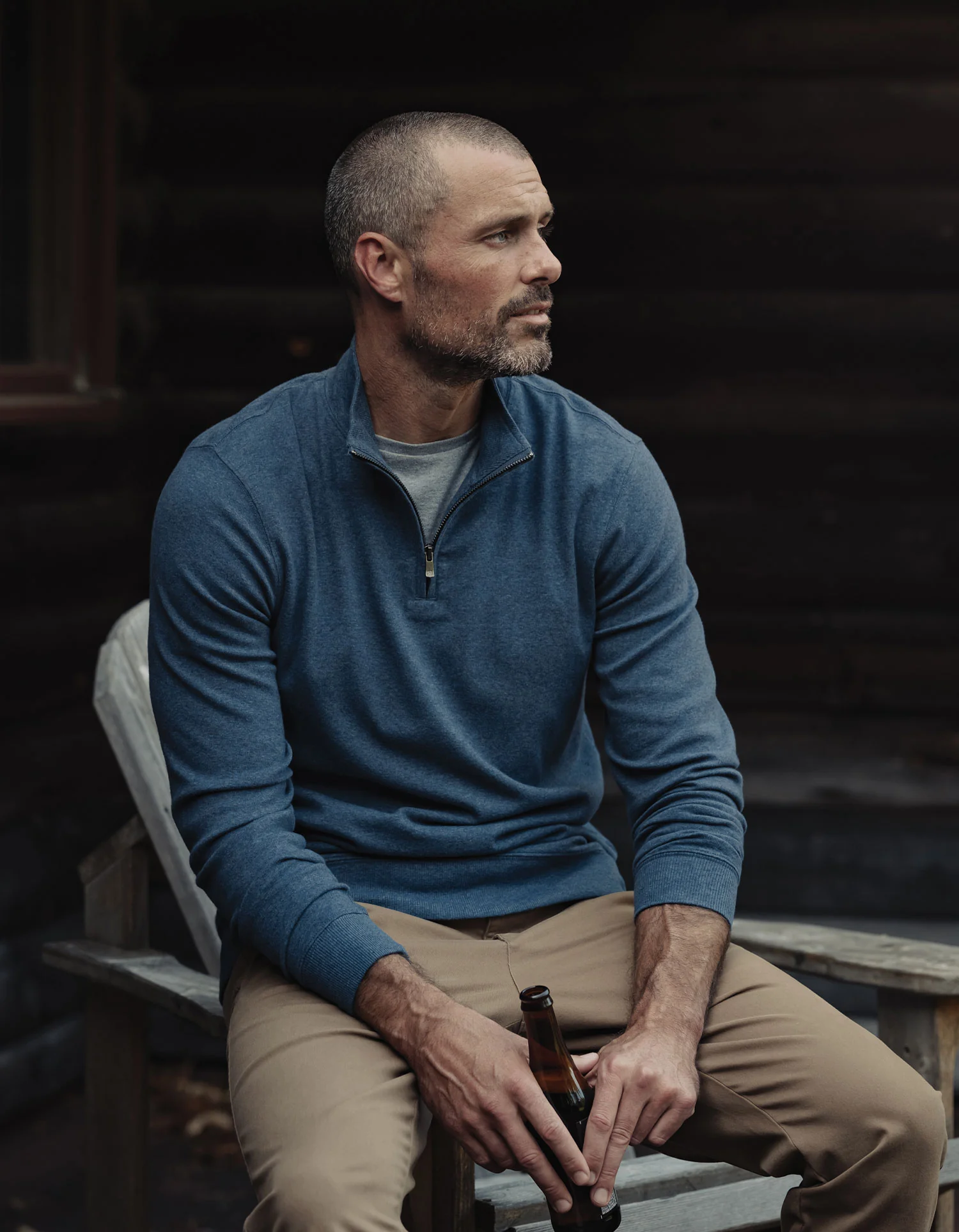 Puremeso Weekend Quarter Zip in Indigo Blue - Image 2