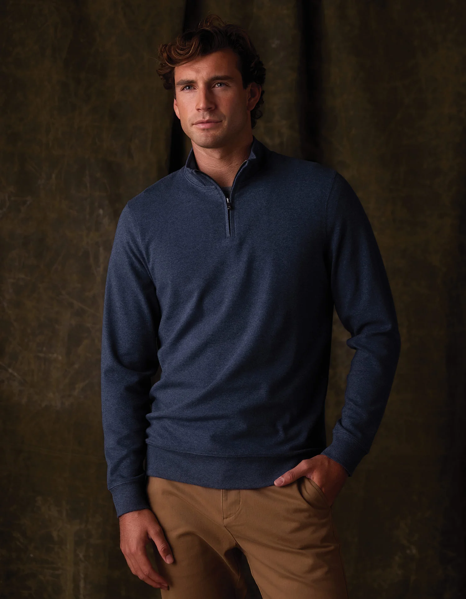 Puremeso Weekend Quarter Zip in Indigo Blue - Image 4
