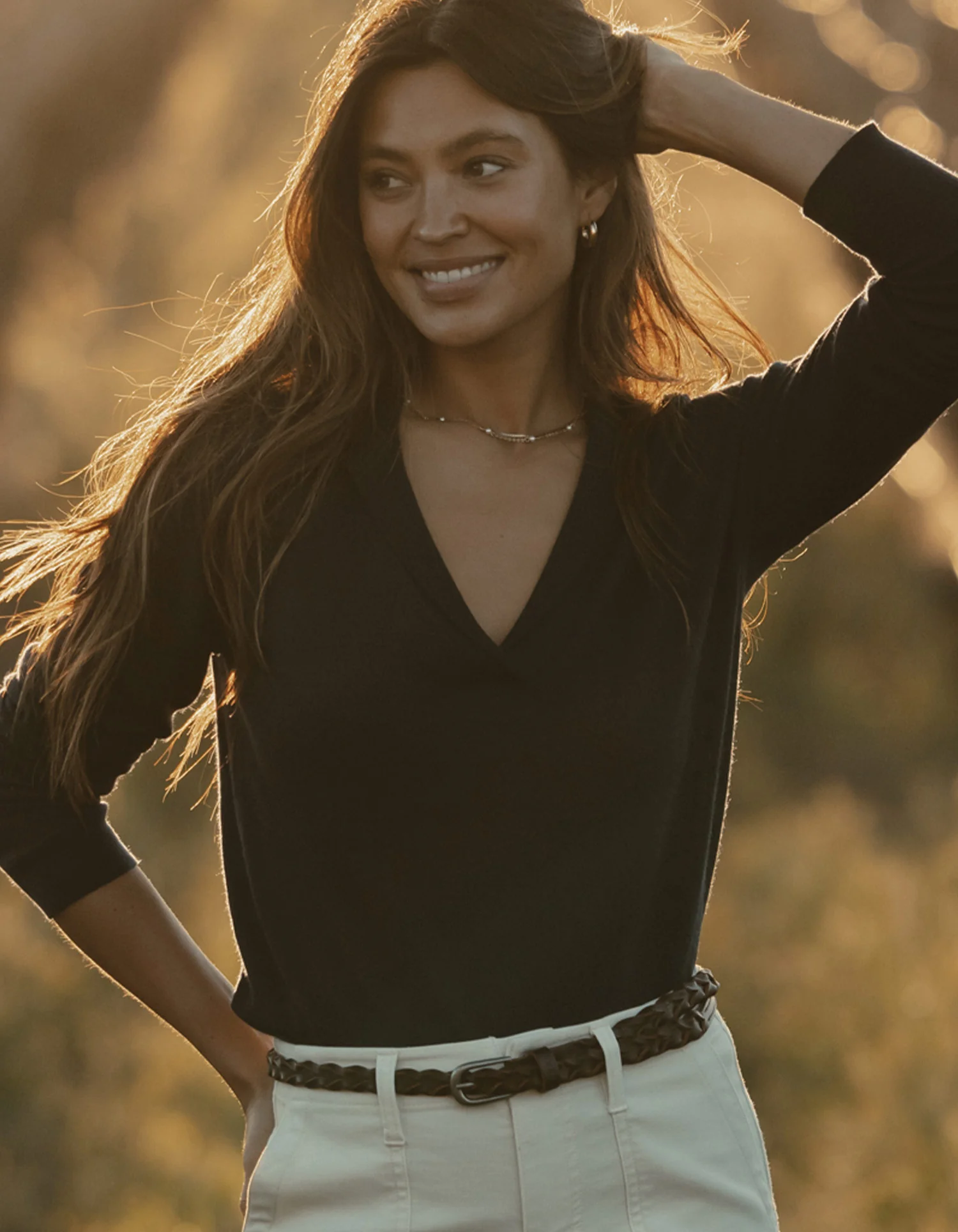 Ravello Long Sleeve Polo in Navy - Image 2