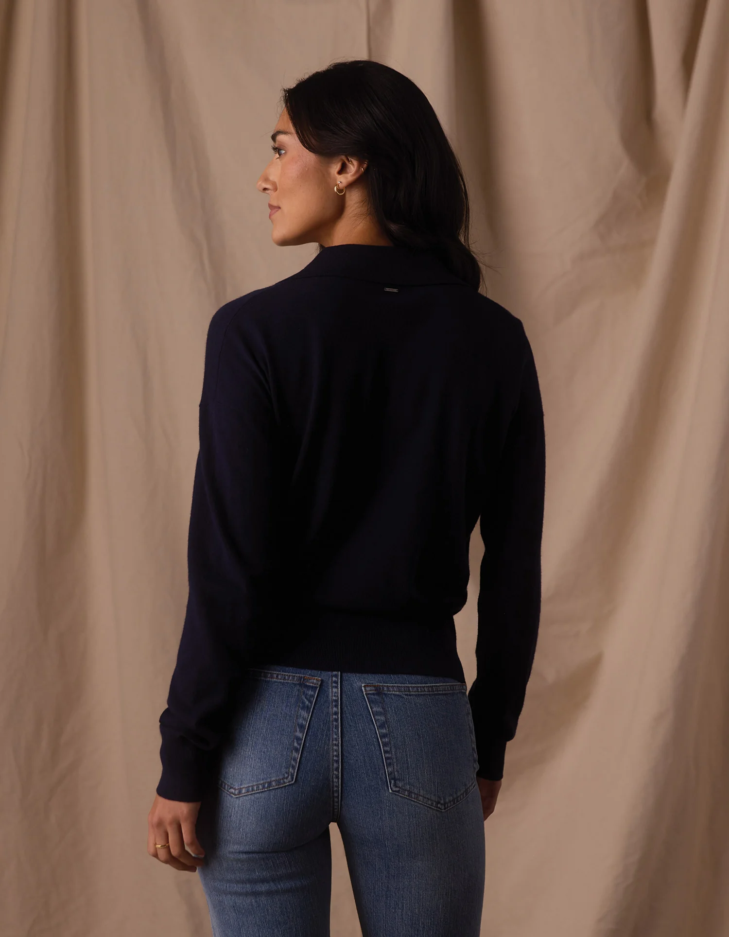 Ravello Long Sleeve Polo in Navy - Image 6