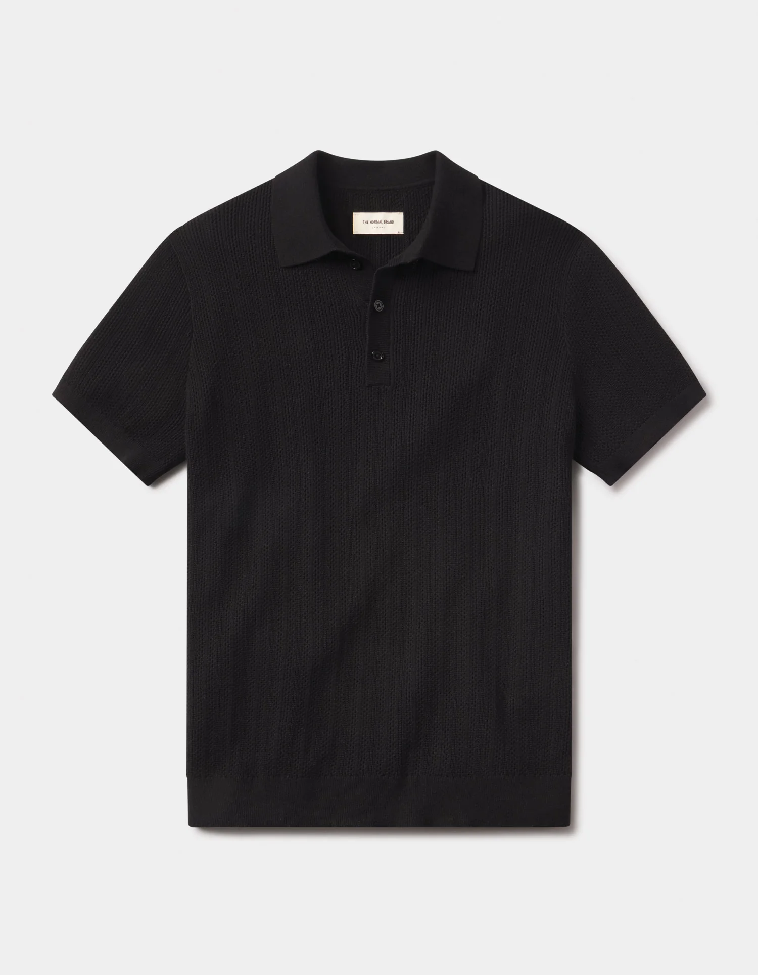 Robles Textured Knit Polo in Black - Image 2