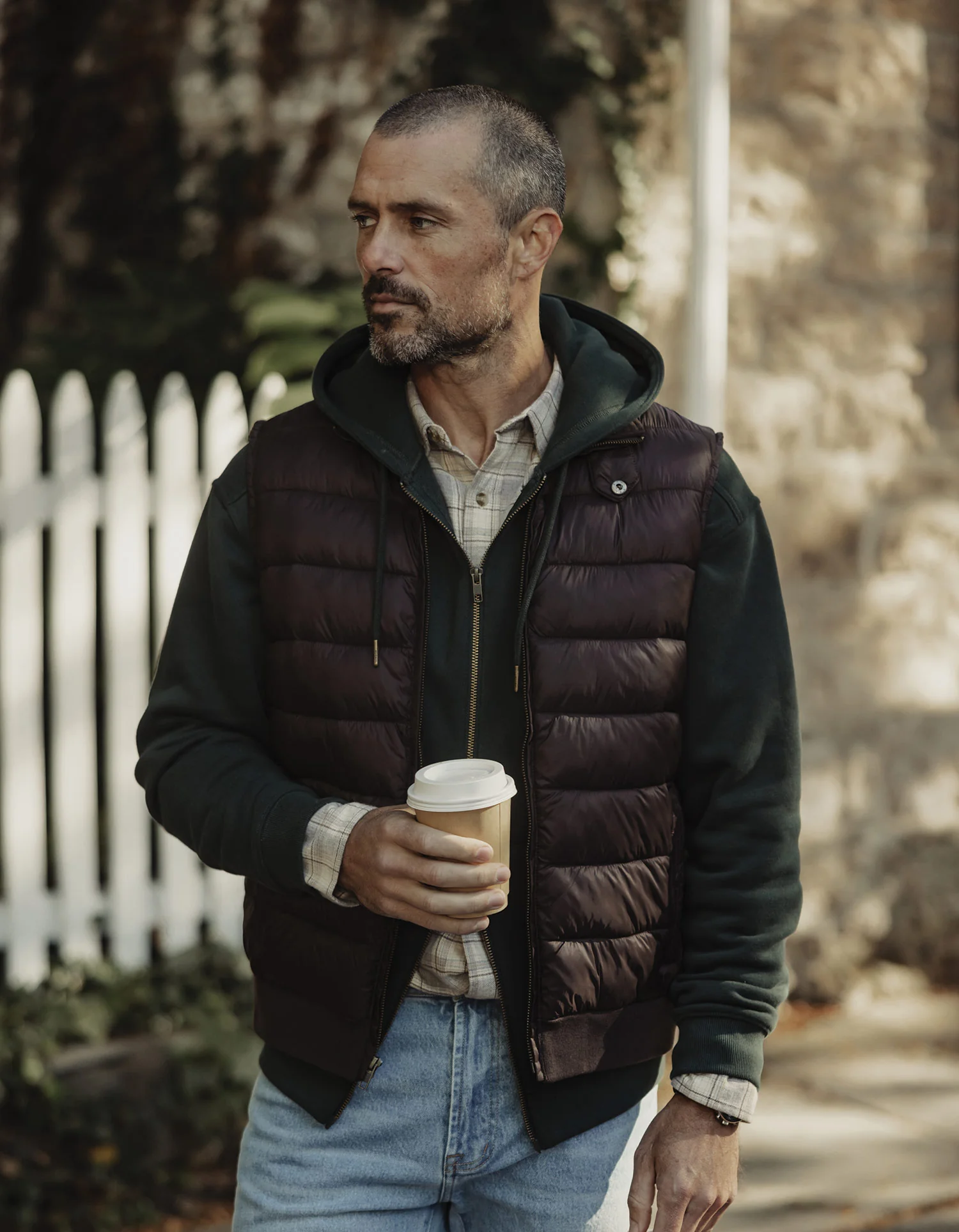 Sportivo Quilted Vest in Dark Brown - Image 3