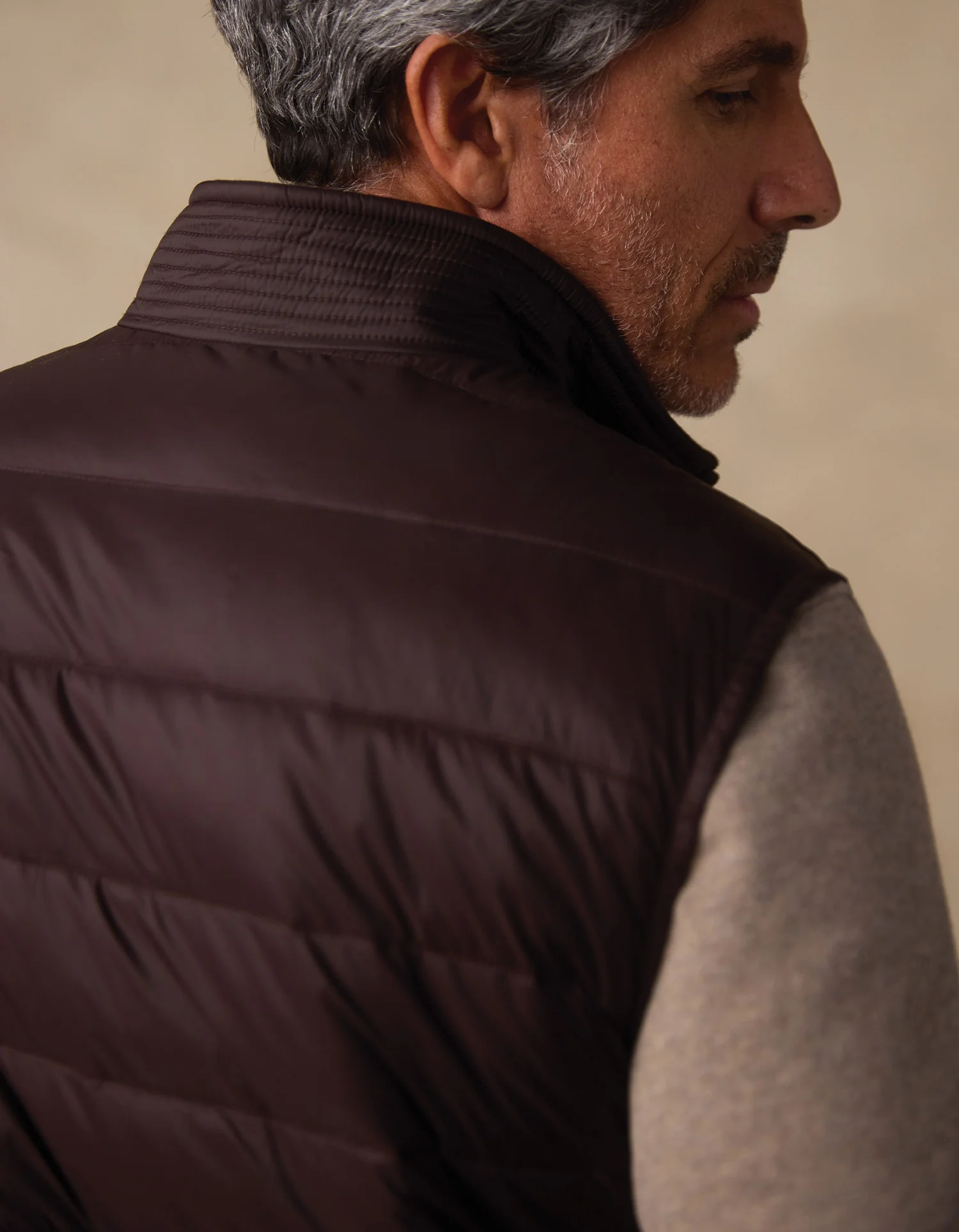 Sportivo Quilted Vest in Dark Brown - Image 5