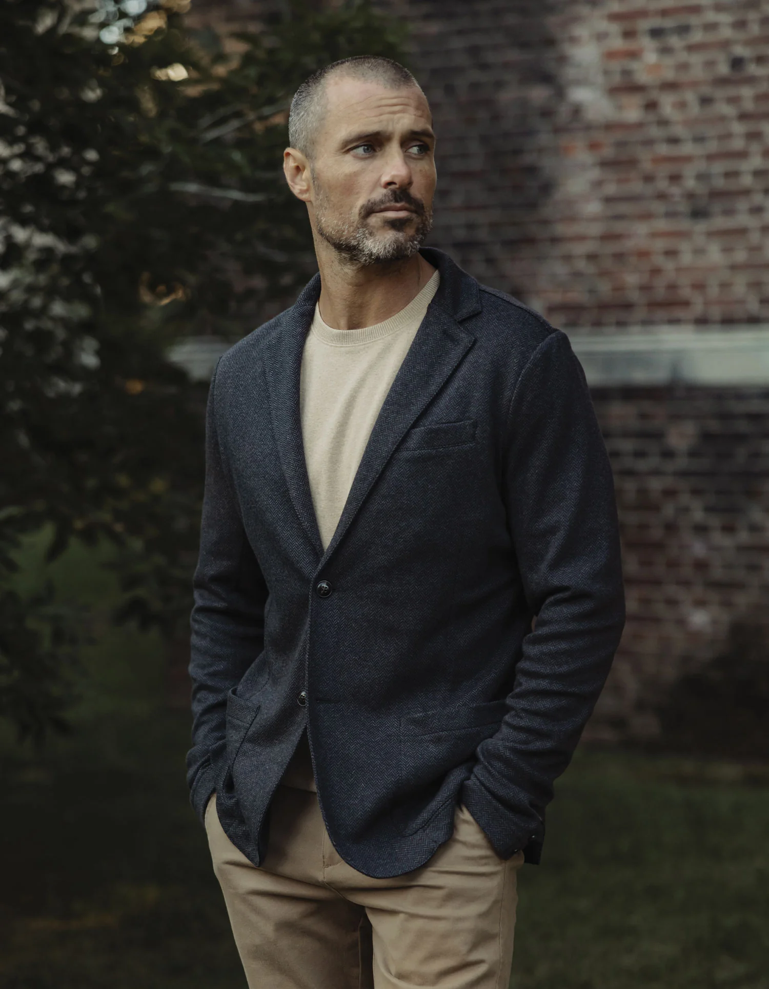 Stretch Knit Blazer in Charcoal