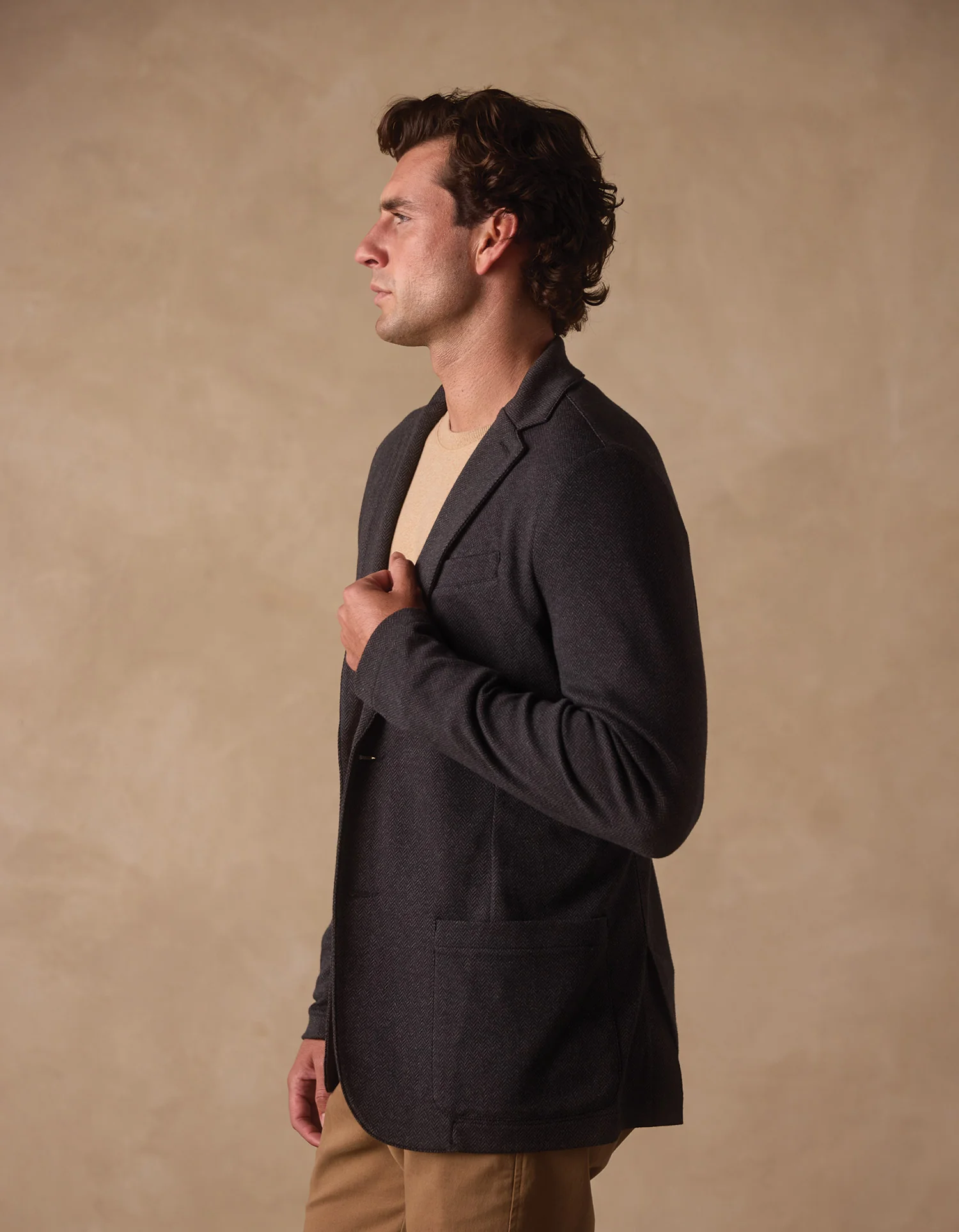 Stretch Knit Blazer in Charcoal - Image 5