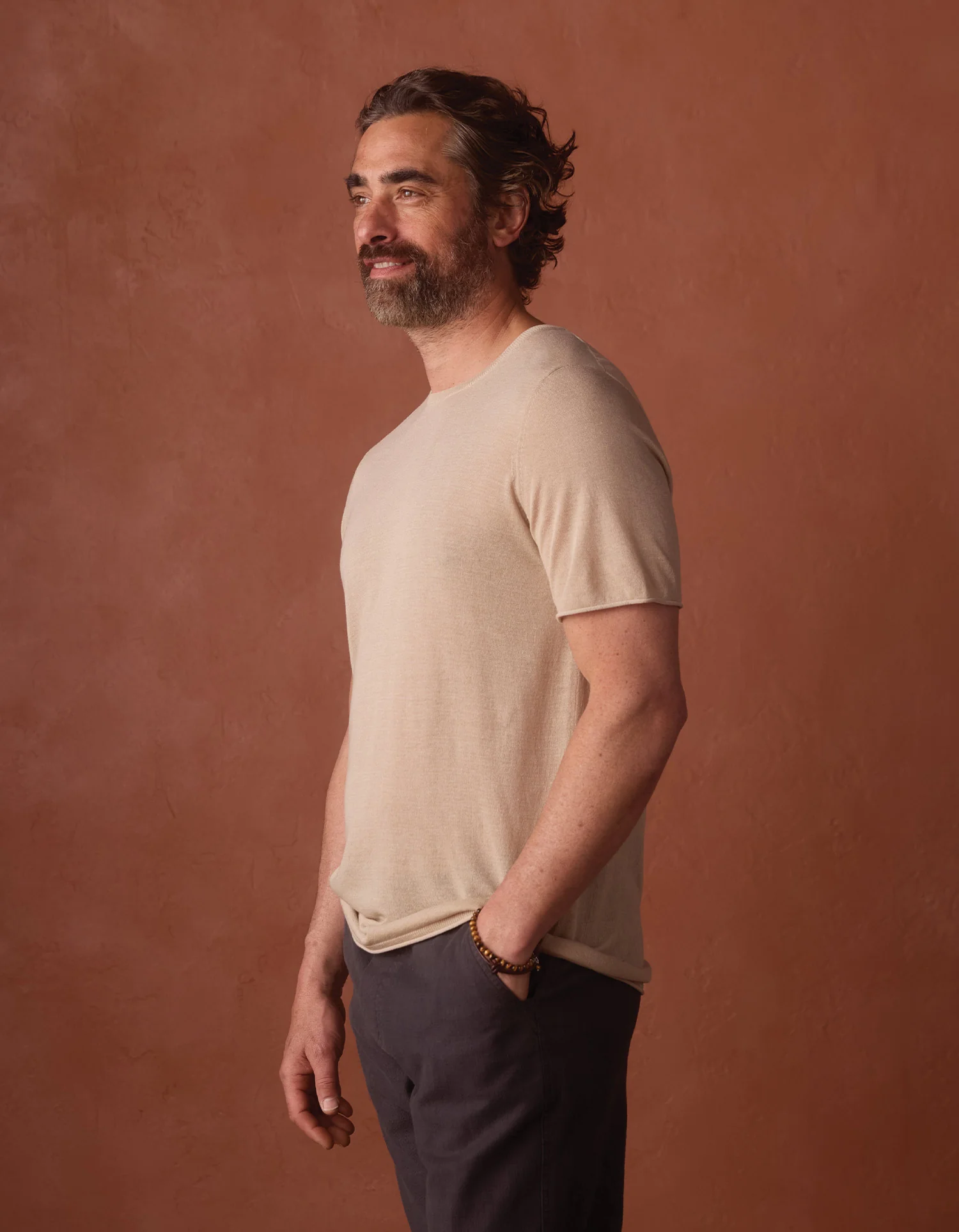 Summer Linen-Blend Knit Tee in Jute - Image 6
