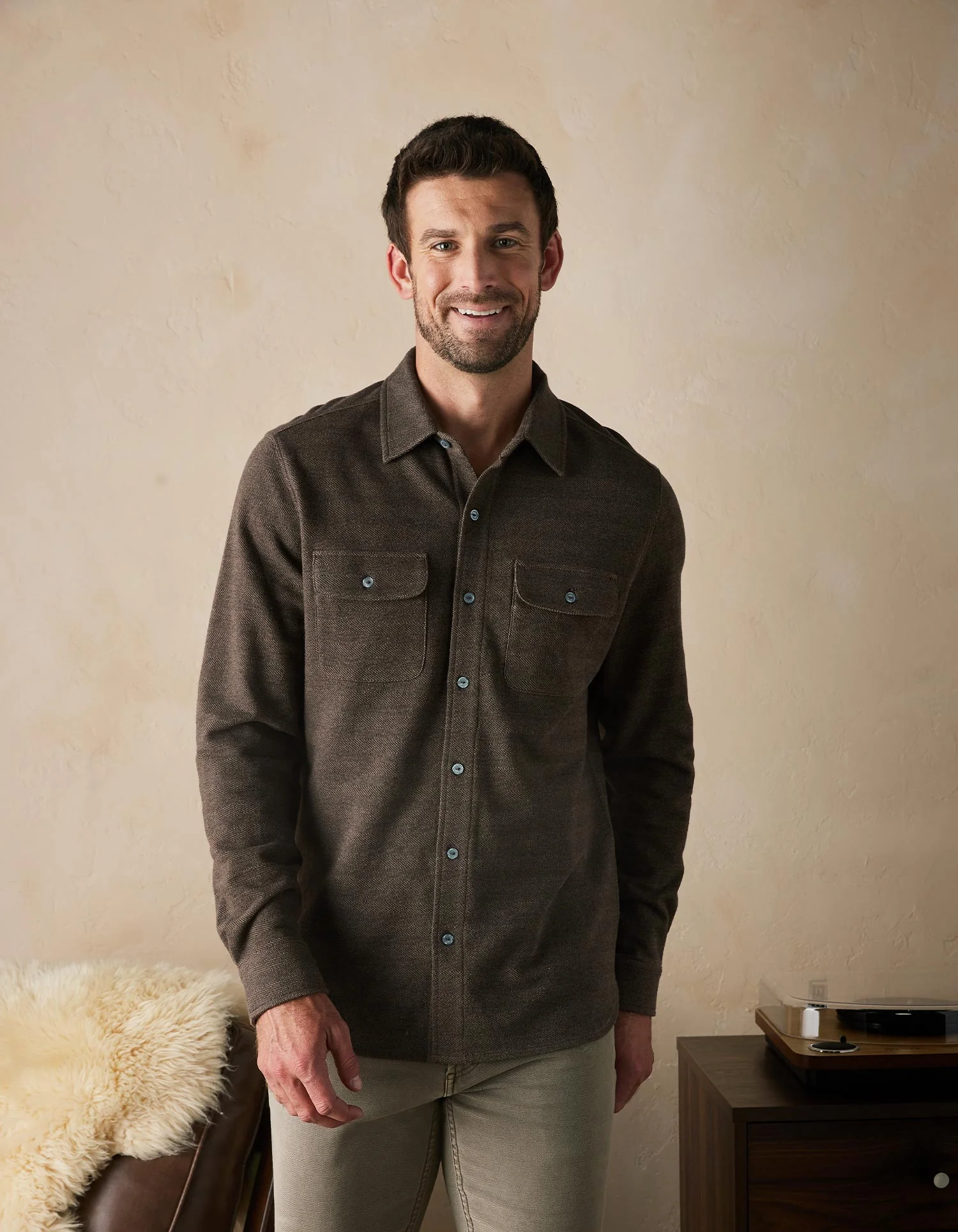 Textured Knit Shirt in Java - Image 3