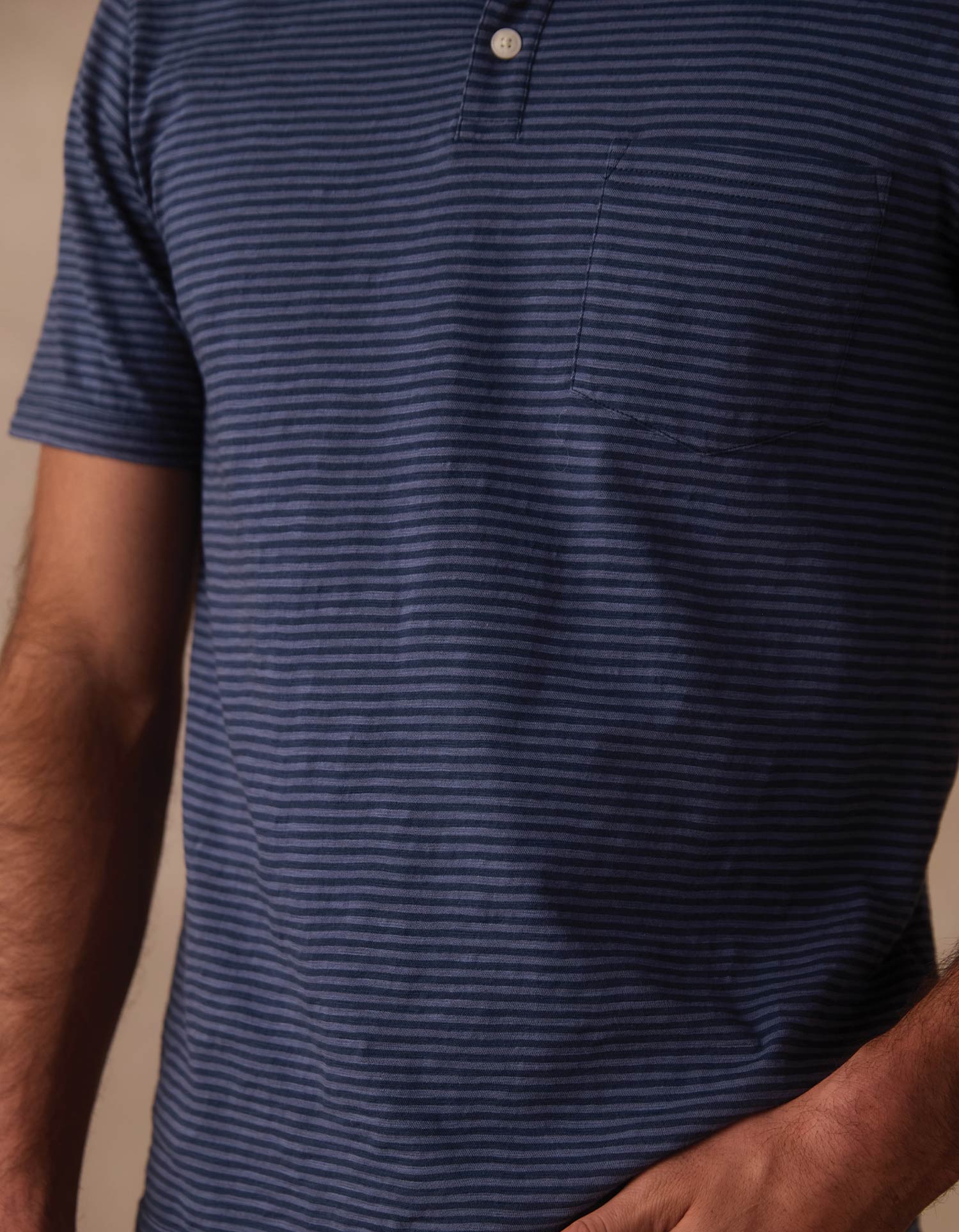 Vintage Slub Pocket Polo in Denim Stripe - Image 4