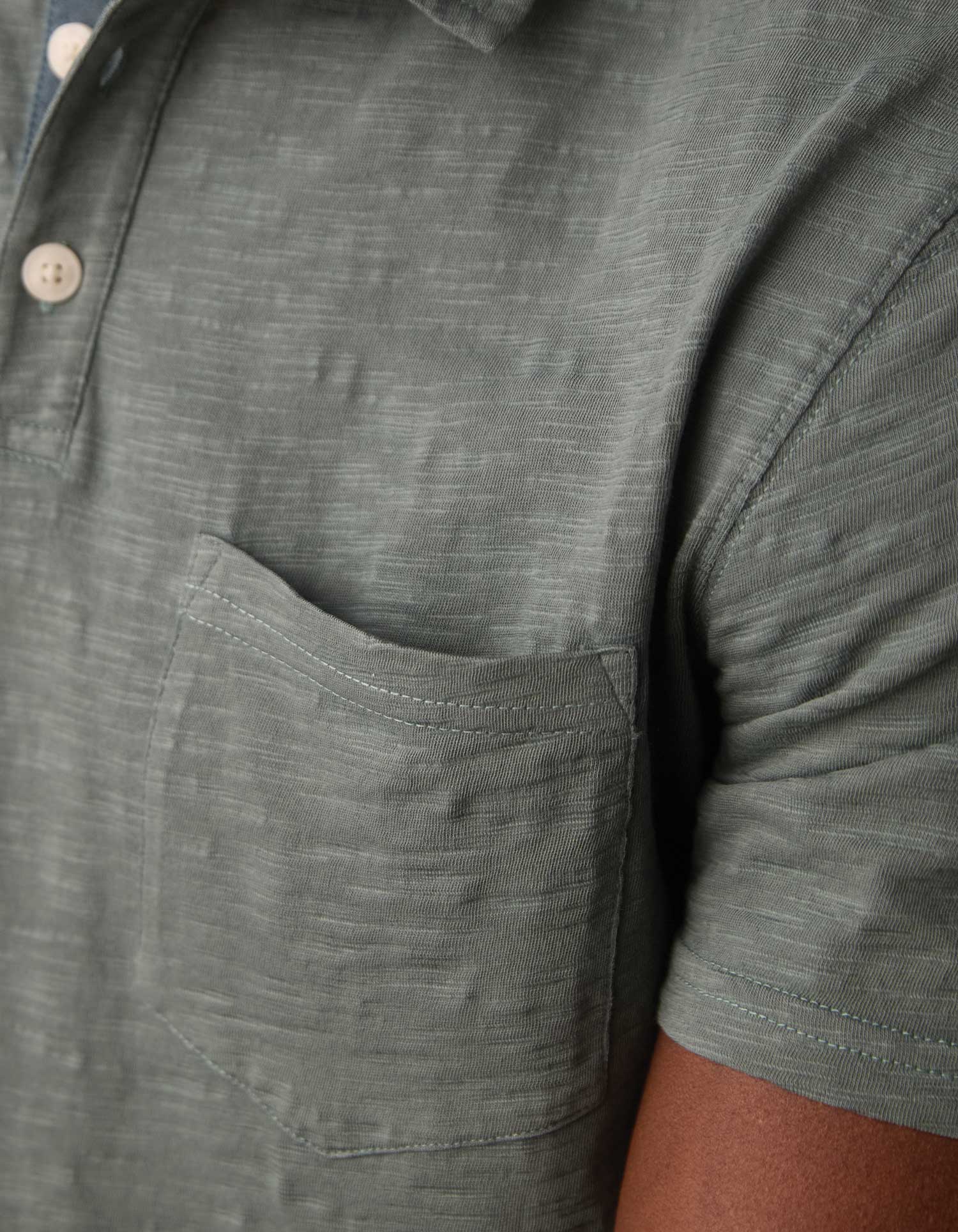 Vintage Slub Pocket Polo in Mediterranean Green - Image 6