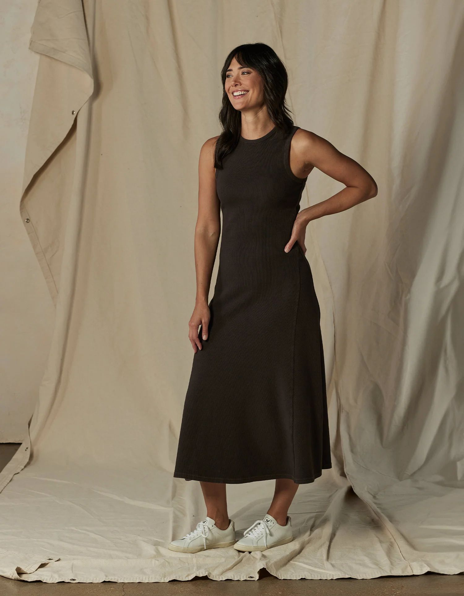 Vintage Thermal Midi Dress in Umber - Image 2