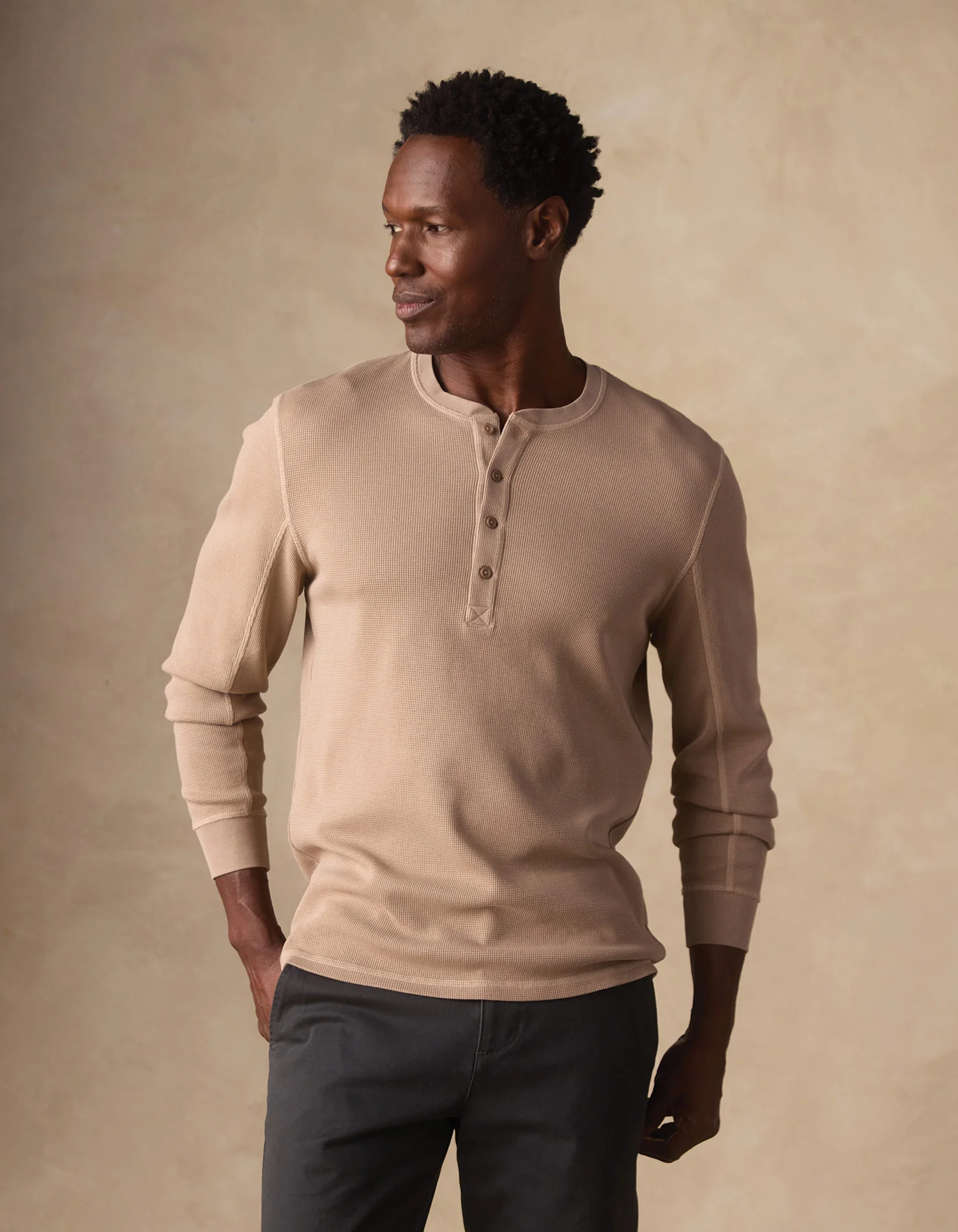 Vintage Thermal Mountain Henley in Mink - Image 3