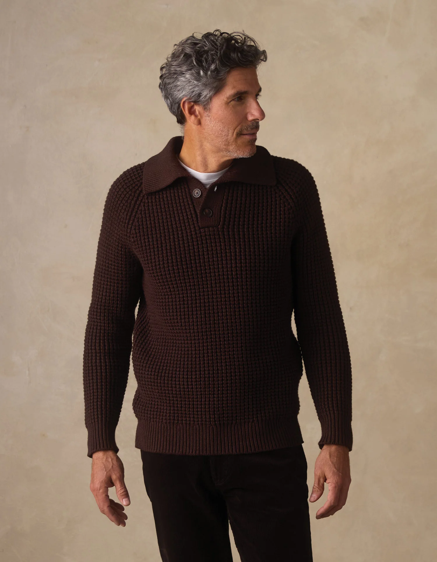 Waffle Sweater Popover in Dark Brown - Image 5