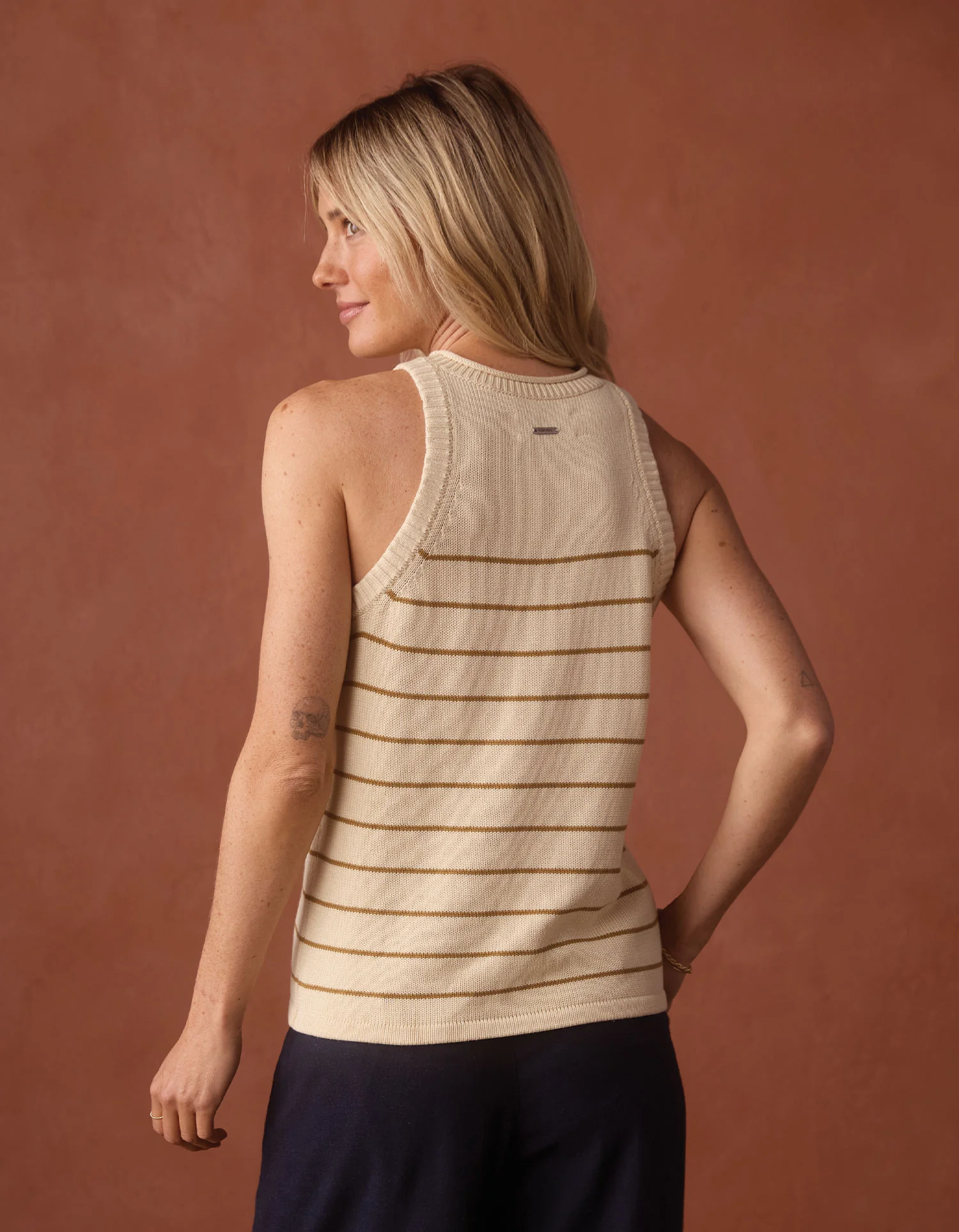 Wanderlust Hi-Neck Tank in Fennel Stripe - Image 7