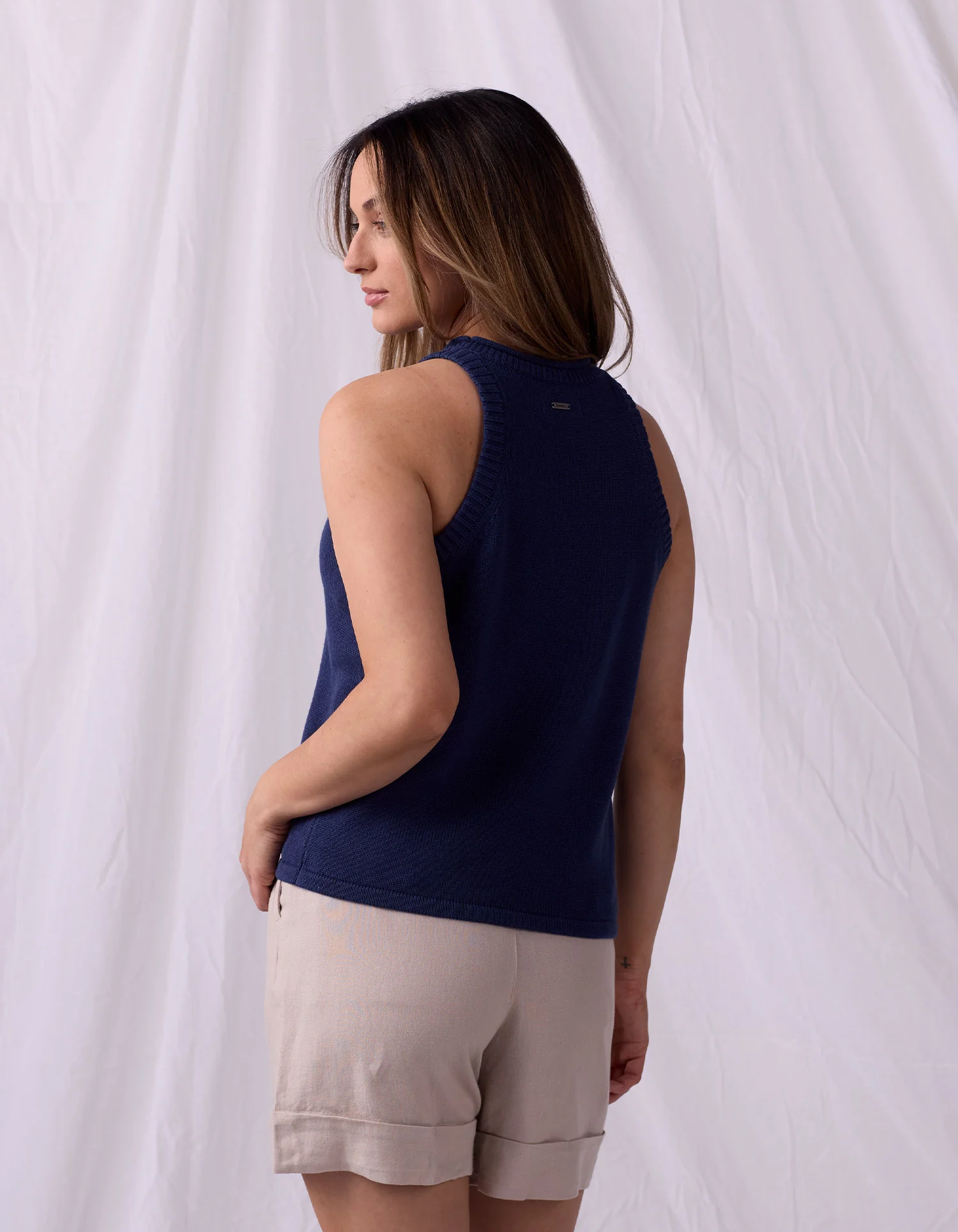Wanderlust Hi-Neck Tank in Navy - Image 4