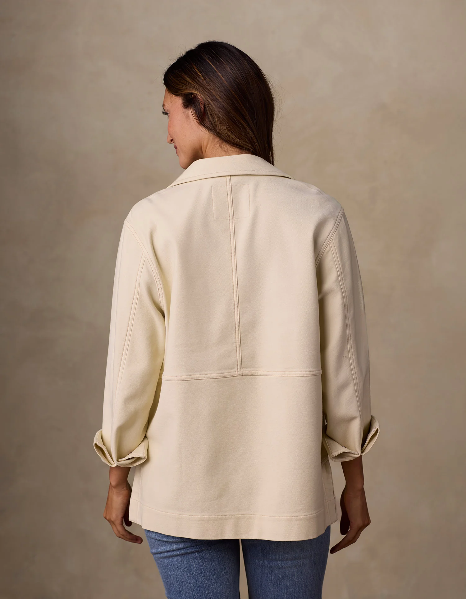 Women's Comfort Terry Chore Coat in Cream - Image 4