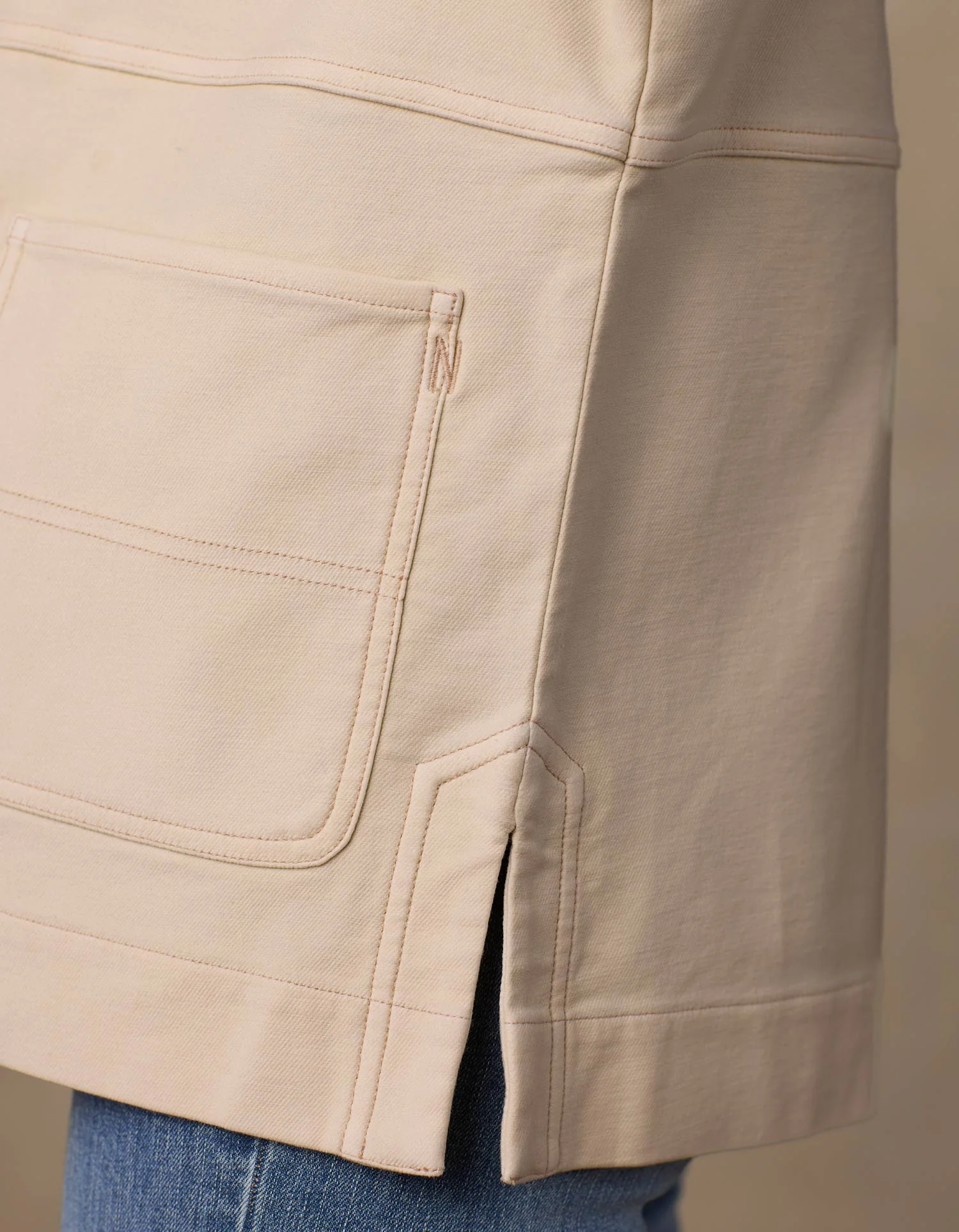 Women's Comfort Terry Chore Coat in Cream - Image 5