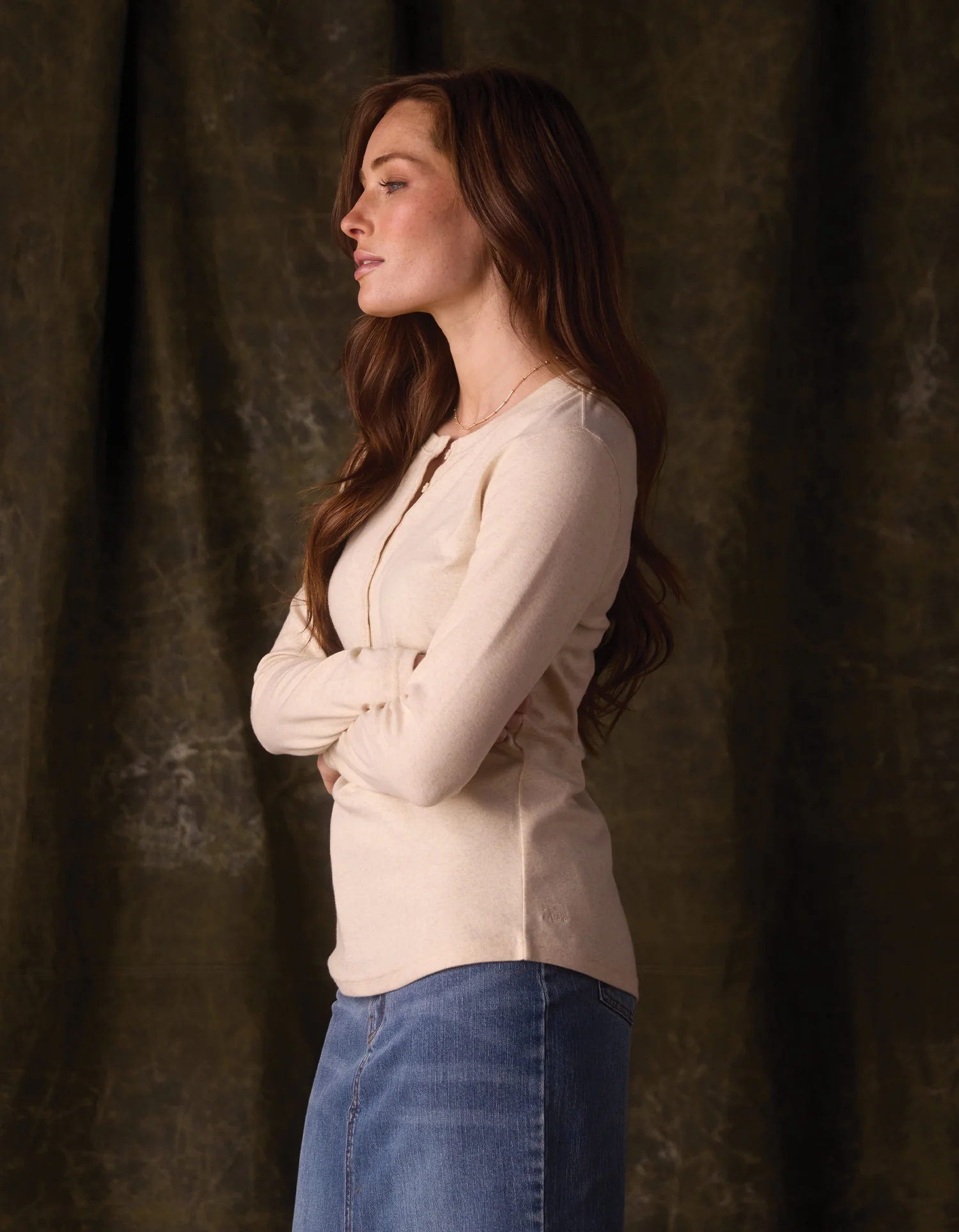 Women's Puremeso Henley in Fossil - Image 3